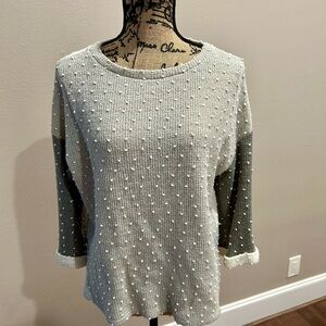 Blu Pepper Light green/Gray Textured Knit Top shirt sleeve size small